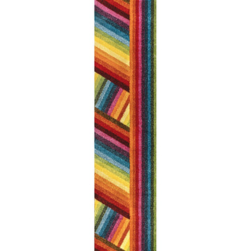 Retro Rainbow Contemporary Stripe Area Rug